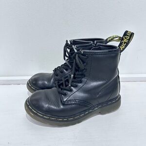 Dr Martens Toddler Black Leather Lace Up Boots‎ Combat Boots Size 9